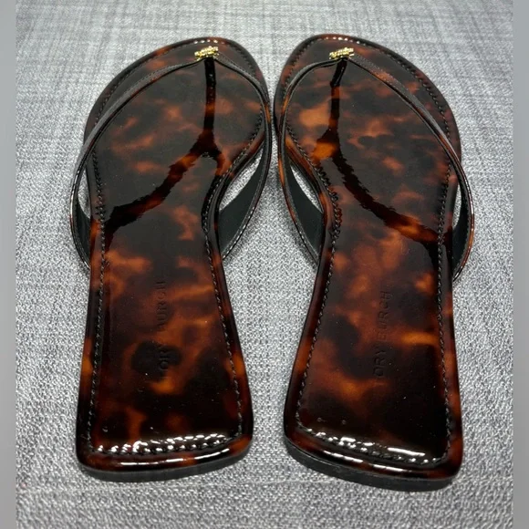 Tory Burch Classic Flip Flop Tortoise Patent Size 8 - Picture 6 of 8